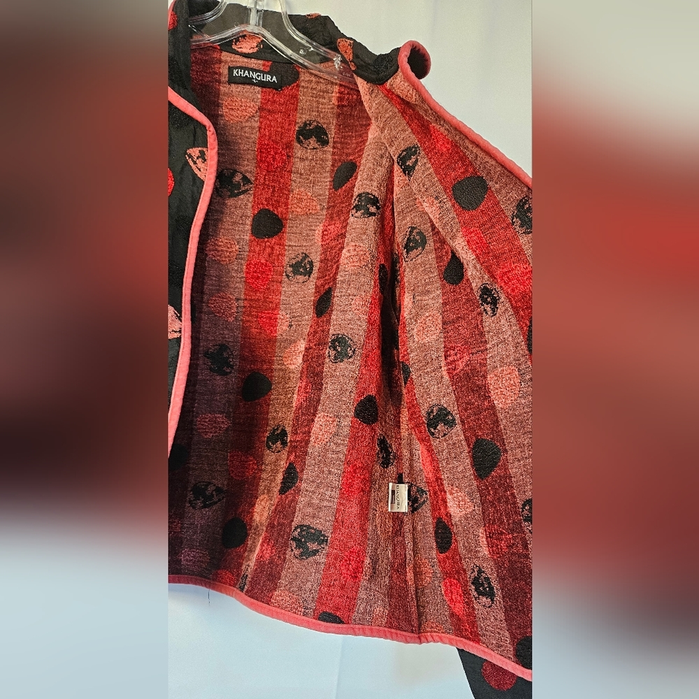 Khangura red and black button jacket size large - Picture 7 of 11